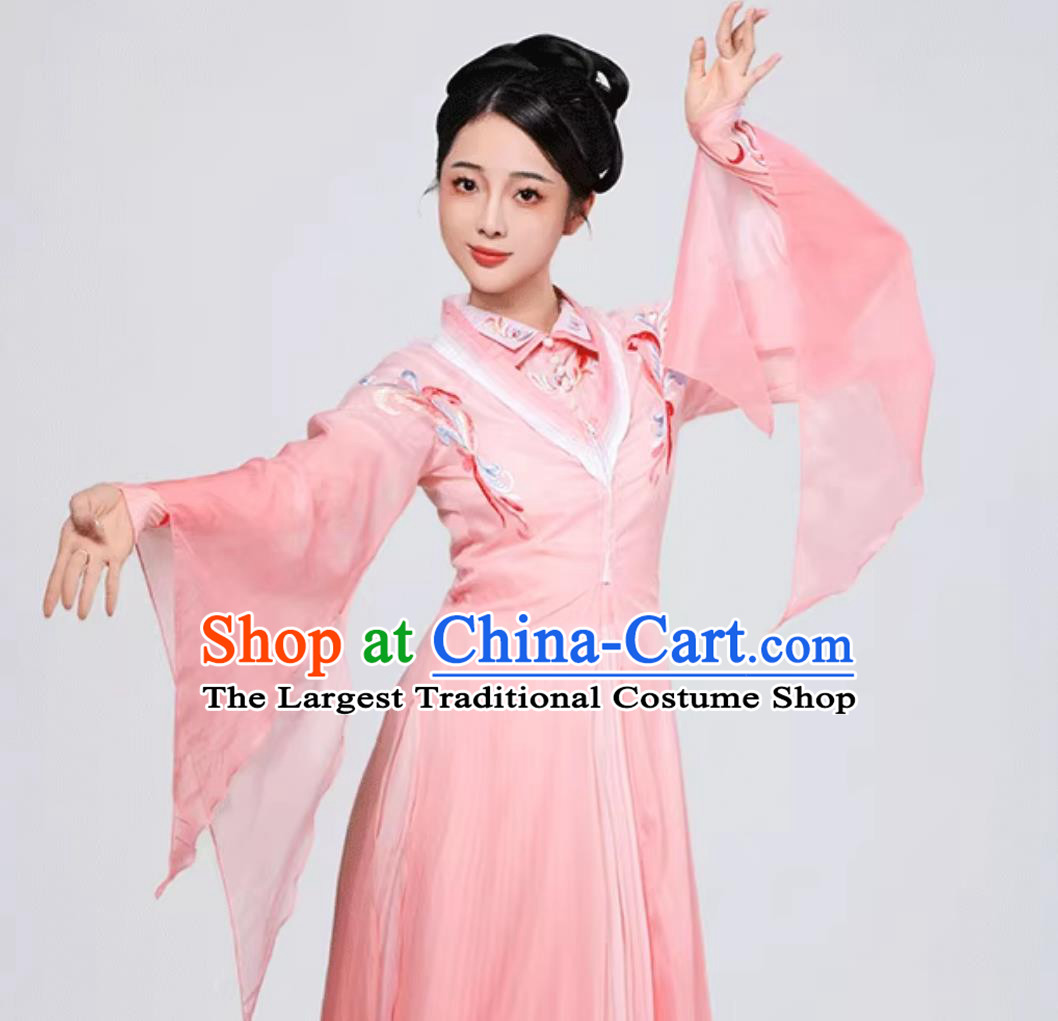 Women Fan Group Dance Lotus Award Pink Attire How Can One Not Recall Jiangnan Classical Dance Performance Costume