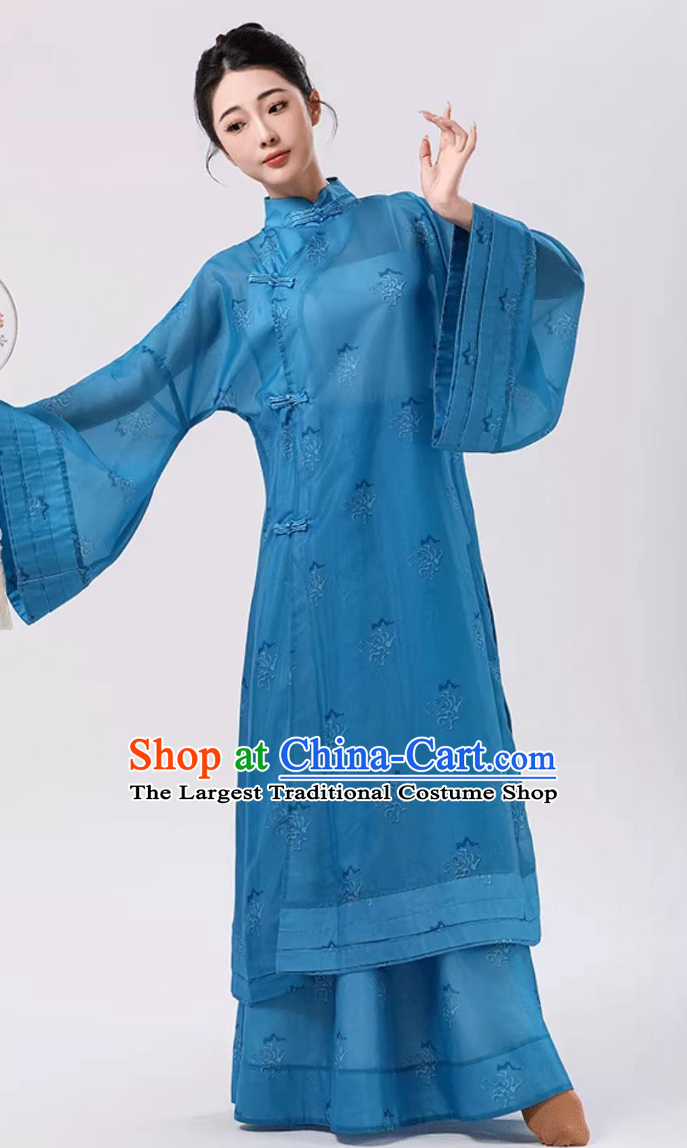 Blue Classical Dance Costume Chiffon Elegant Dance Wear Women Chinese Stage Performance Attire