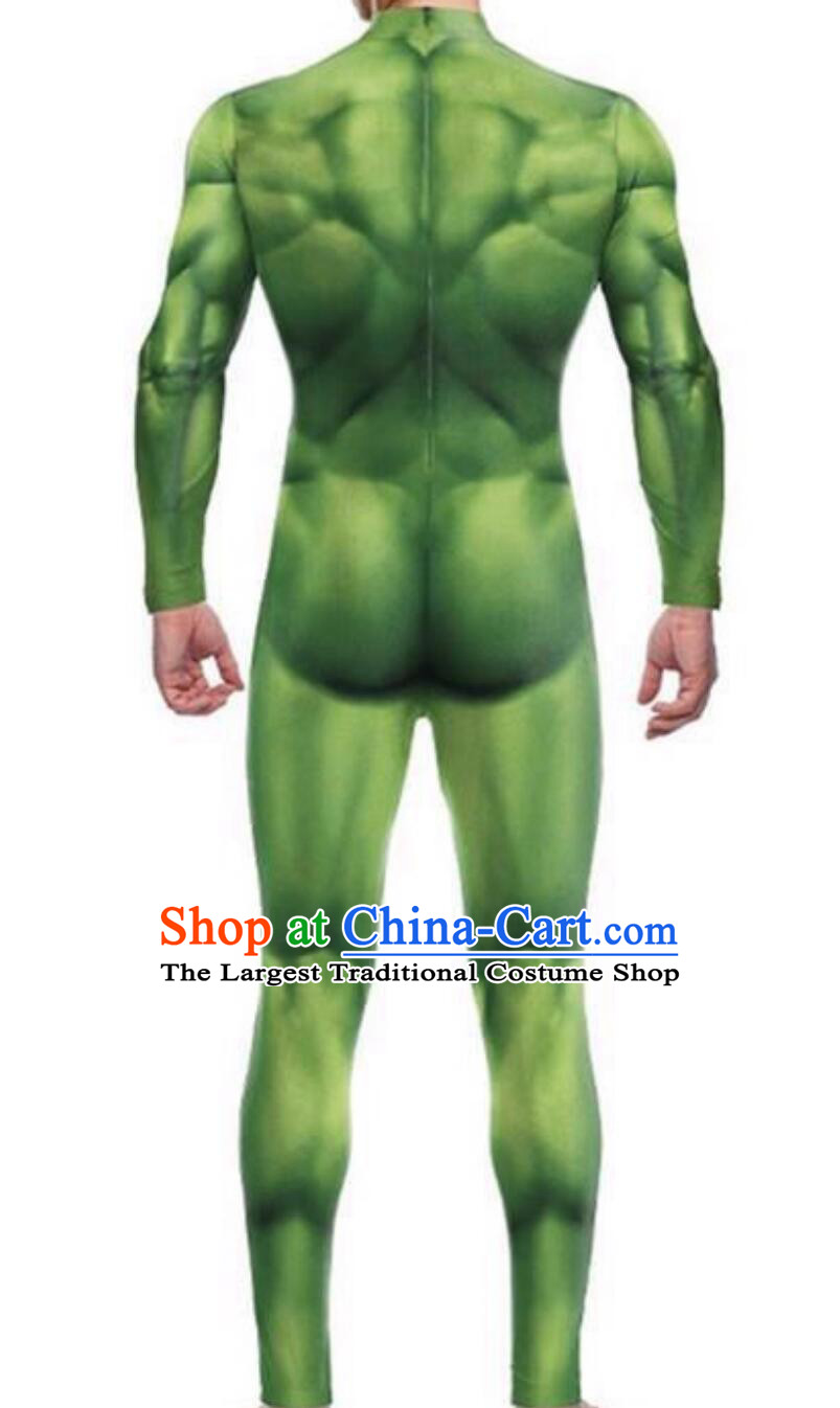 Halloween Party Cosplay Stage Performance Costume Green Muscle Jumpsuit Muscle Man Body Suit