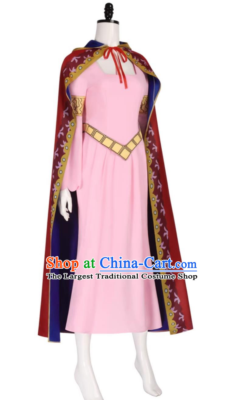 Princess Cosplay Costume Pink Dress Halloween Roleplay Outfit