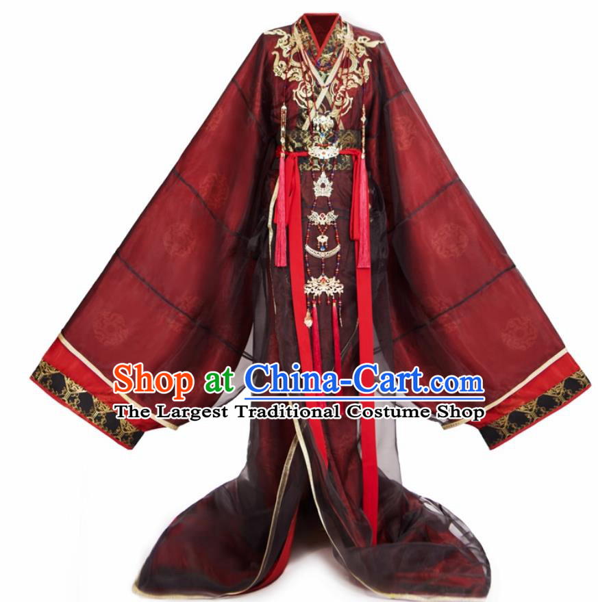 Hanfu Black Red Dress Mashan Chu Tomb Zhiju Traditional Chinese Costumes Warring States Robe