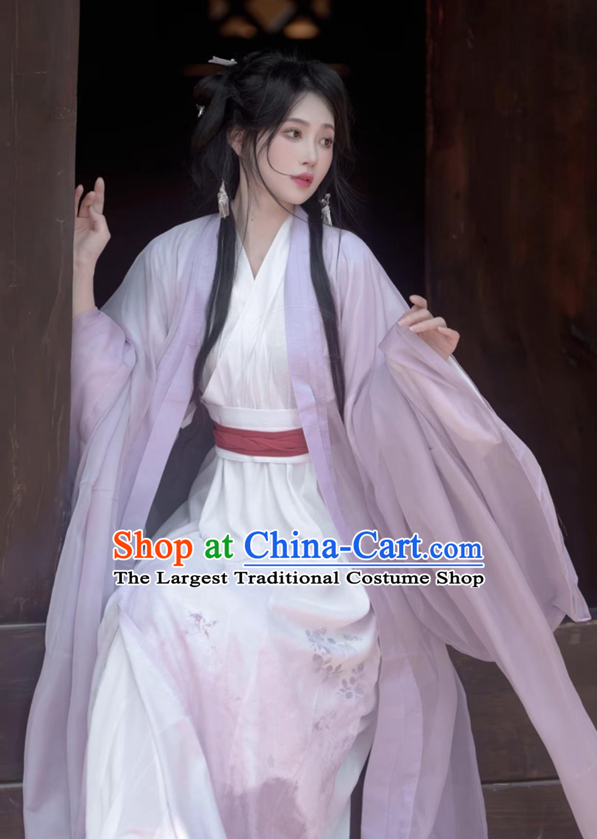 Song Dynasty Hanfu Light Purple Wide Sleeve Dress Traditional Chinese Costumes