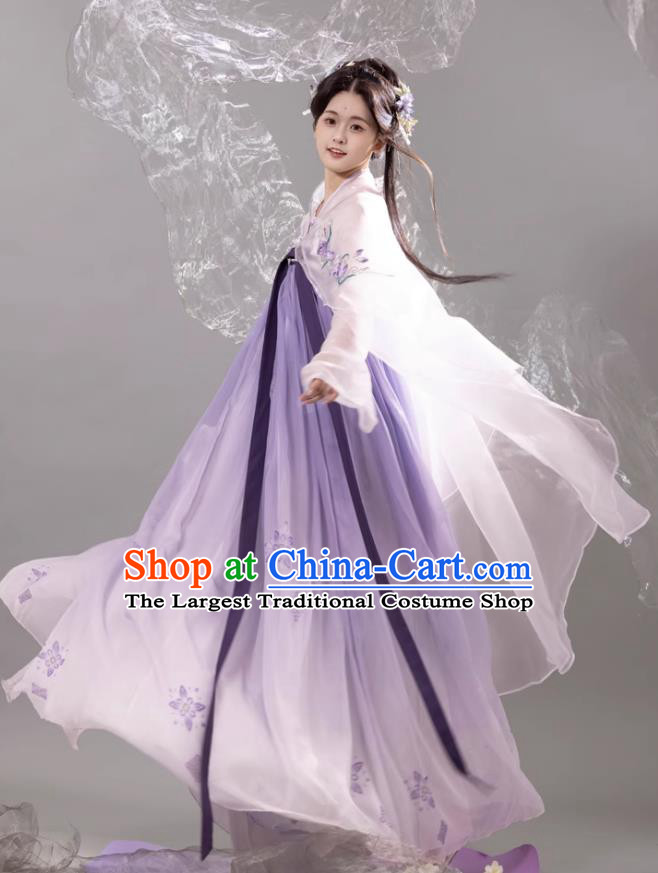 Tang Dynasty Hanfu Women Purple Ruqun Traditional Chinese Costumes Ancient Princess Clothing