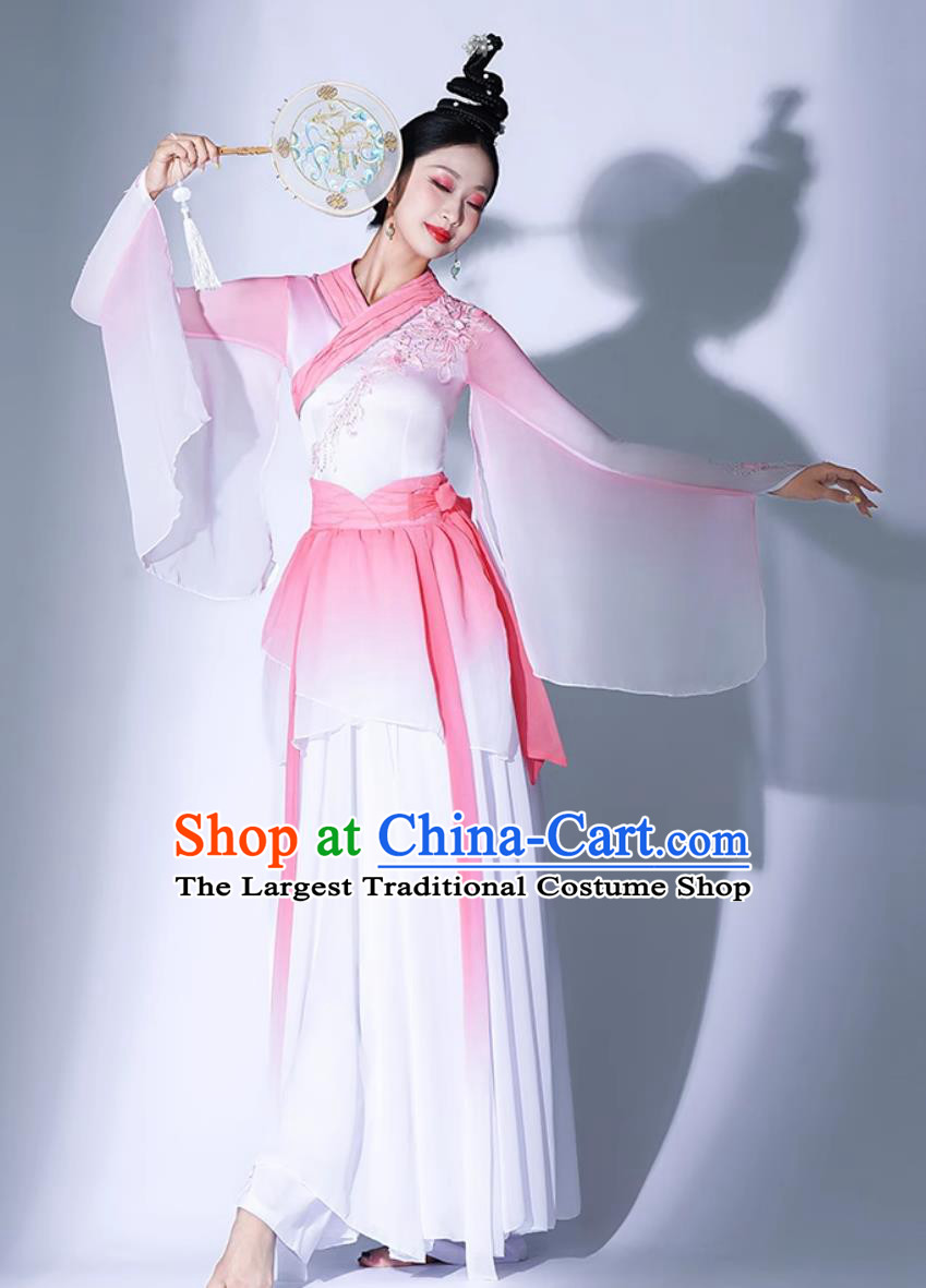 Calling Fish Song Performance Costume Hanfu Dance Attire Chinese Classical Dance Pink Chiffon Dress