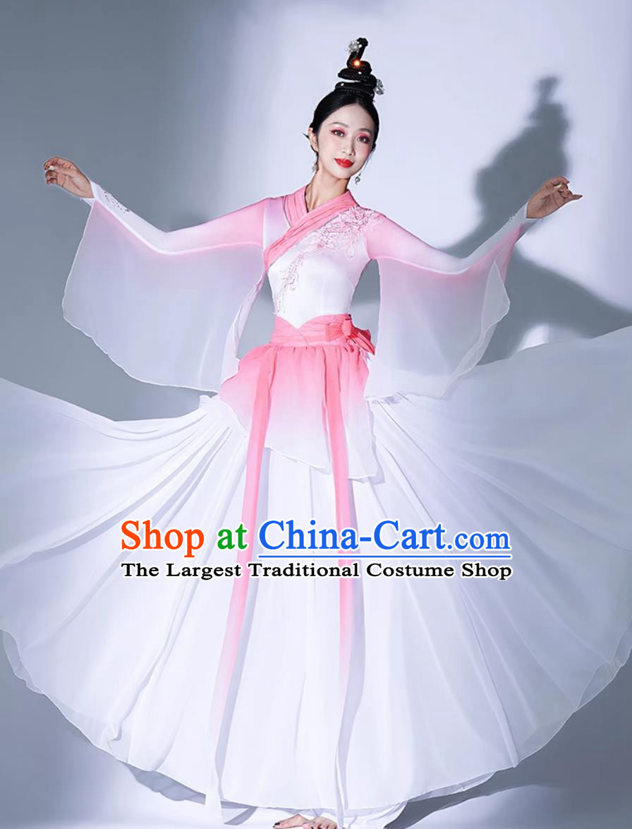 Calling Fish Song Performance Costume Hanfu Dance Attire Chinese Classical Dance Pink Chiffon Dress