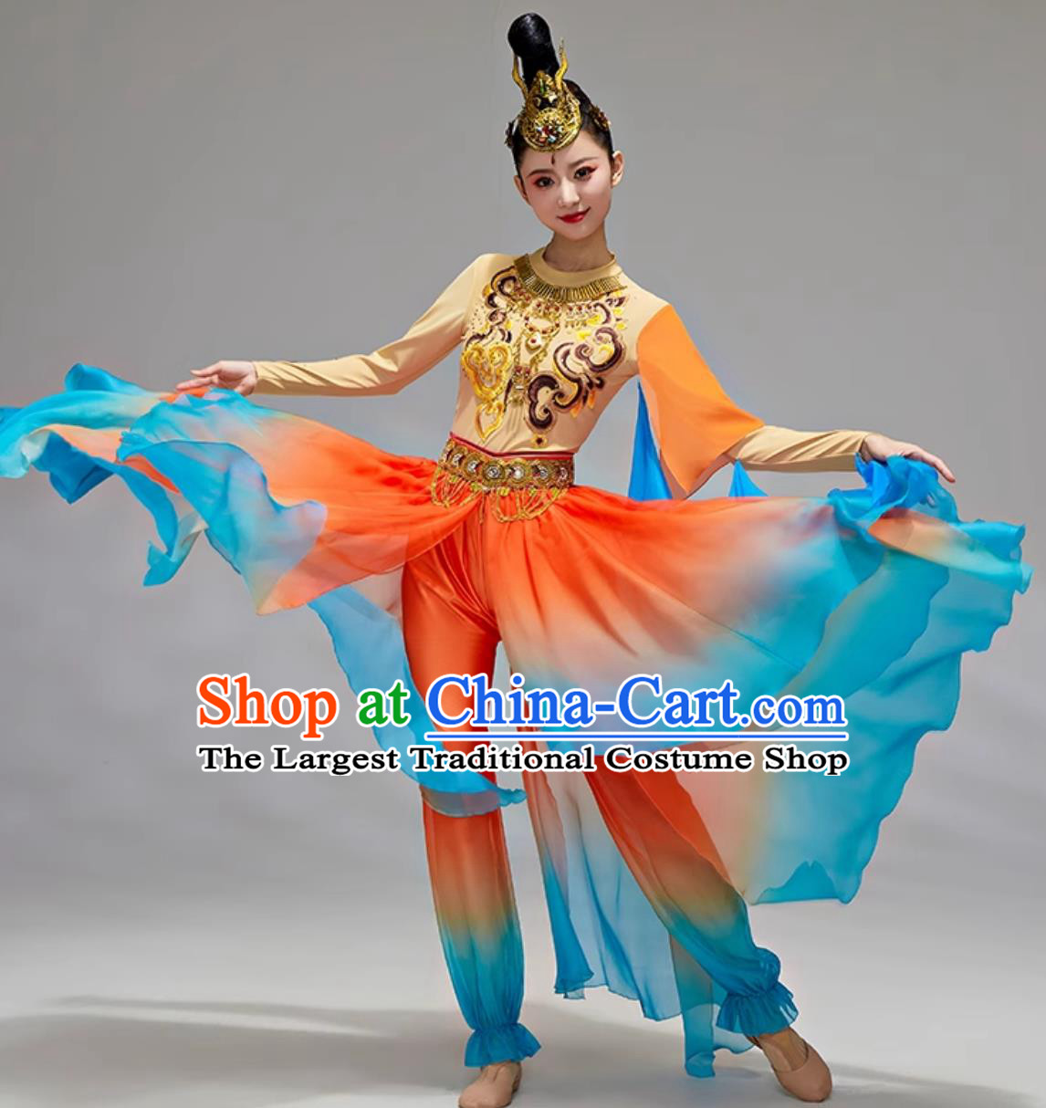 Dunhuang Feitian Hanfu Dance Costume Silk Road Lotus Classical Performance Outfit