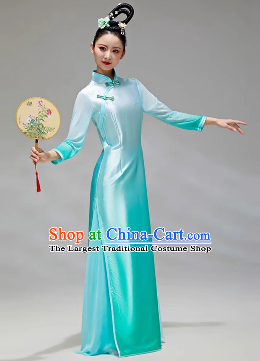 Chinese Classical Dance Performance Outfit Women Fan Dance Cheongsam Two Piece Set