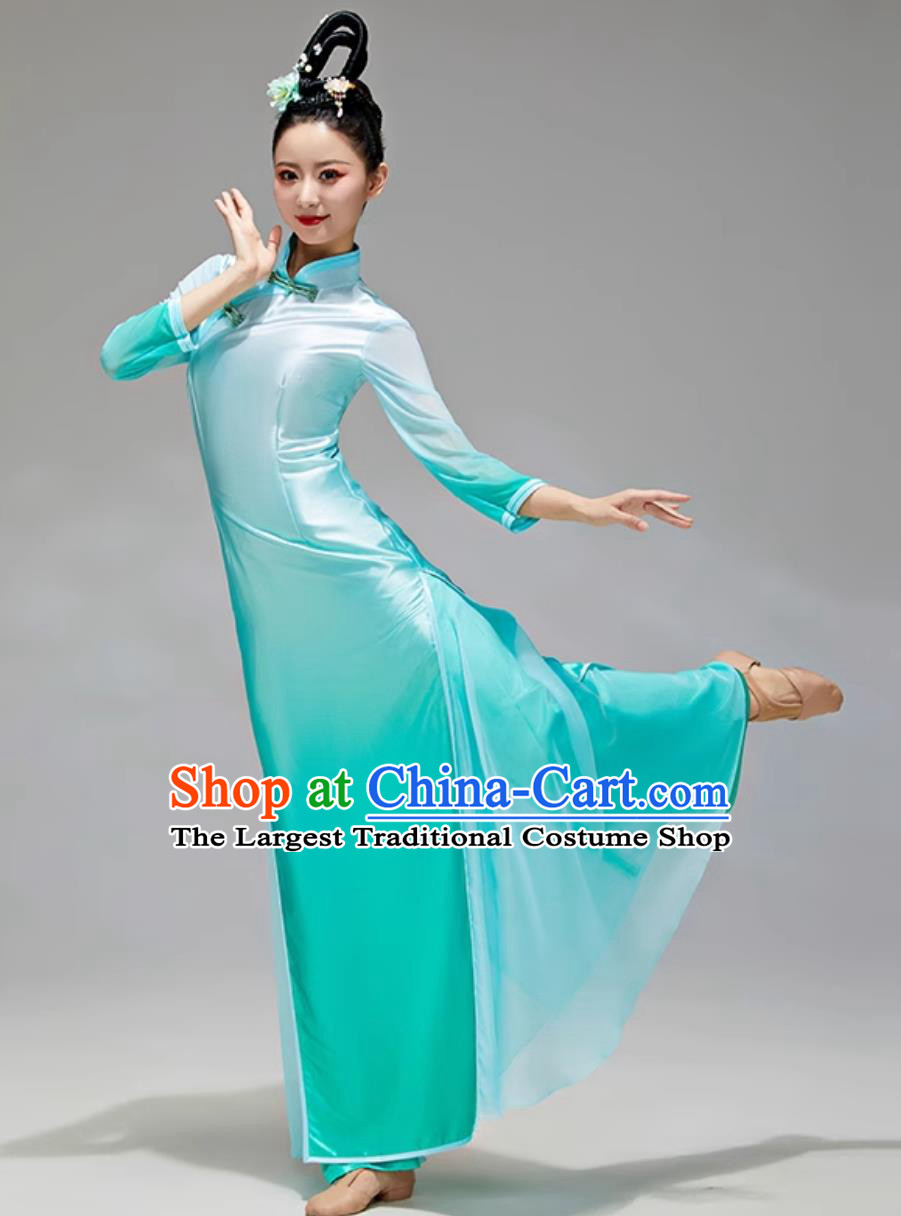 Chinese Classical Dance Performance Outfit Women Fan Dance Cheongsam Two Piece Set