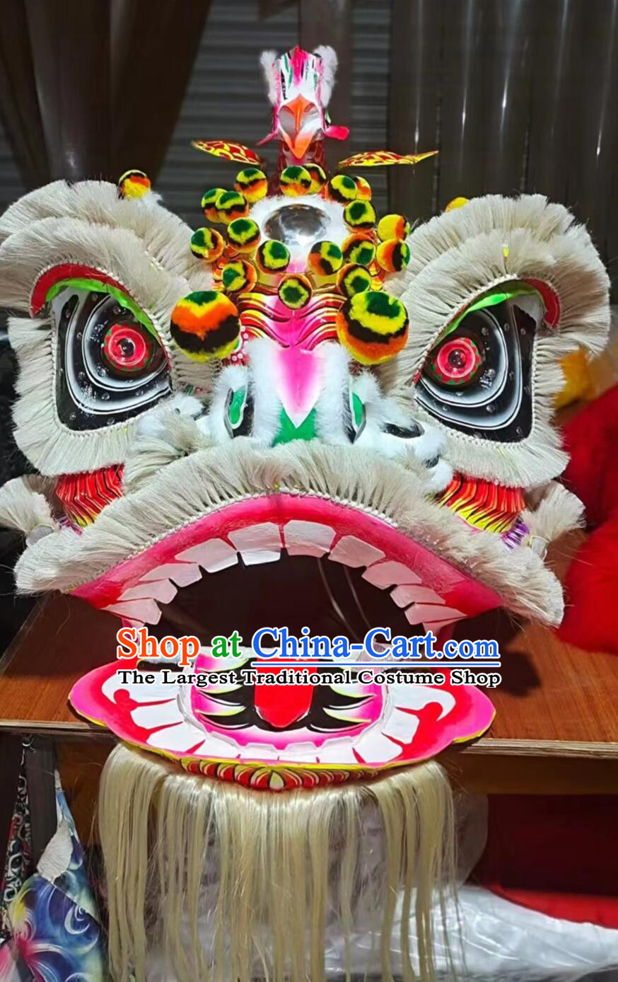 Handmade Chinese Lion Dance Clothing Festival Prop Traditional Phoenix Horn Liu Bei Lion Head and Dance Costume Complete Set