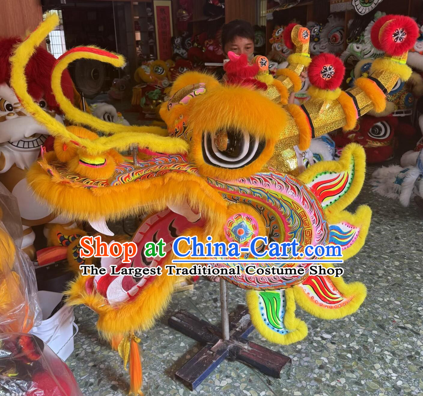 Chinese Festival Celebrations Dragon Prop Best Golden Dragon Dance Costumes Complete Set for Grand Opening