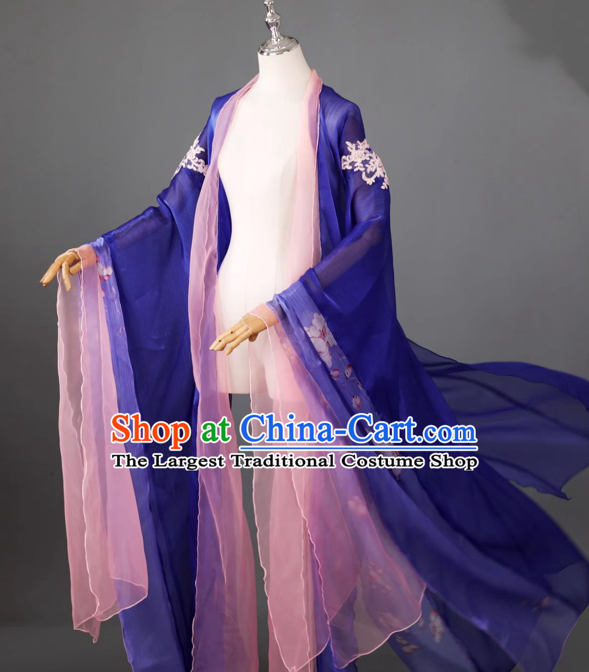Hanfu DaXiu Shan Floral Print Single Piece Purple Cape Chinese Style Dance Coat