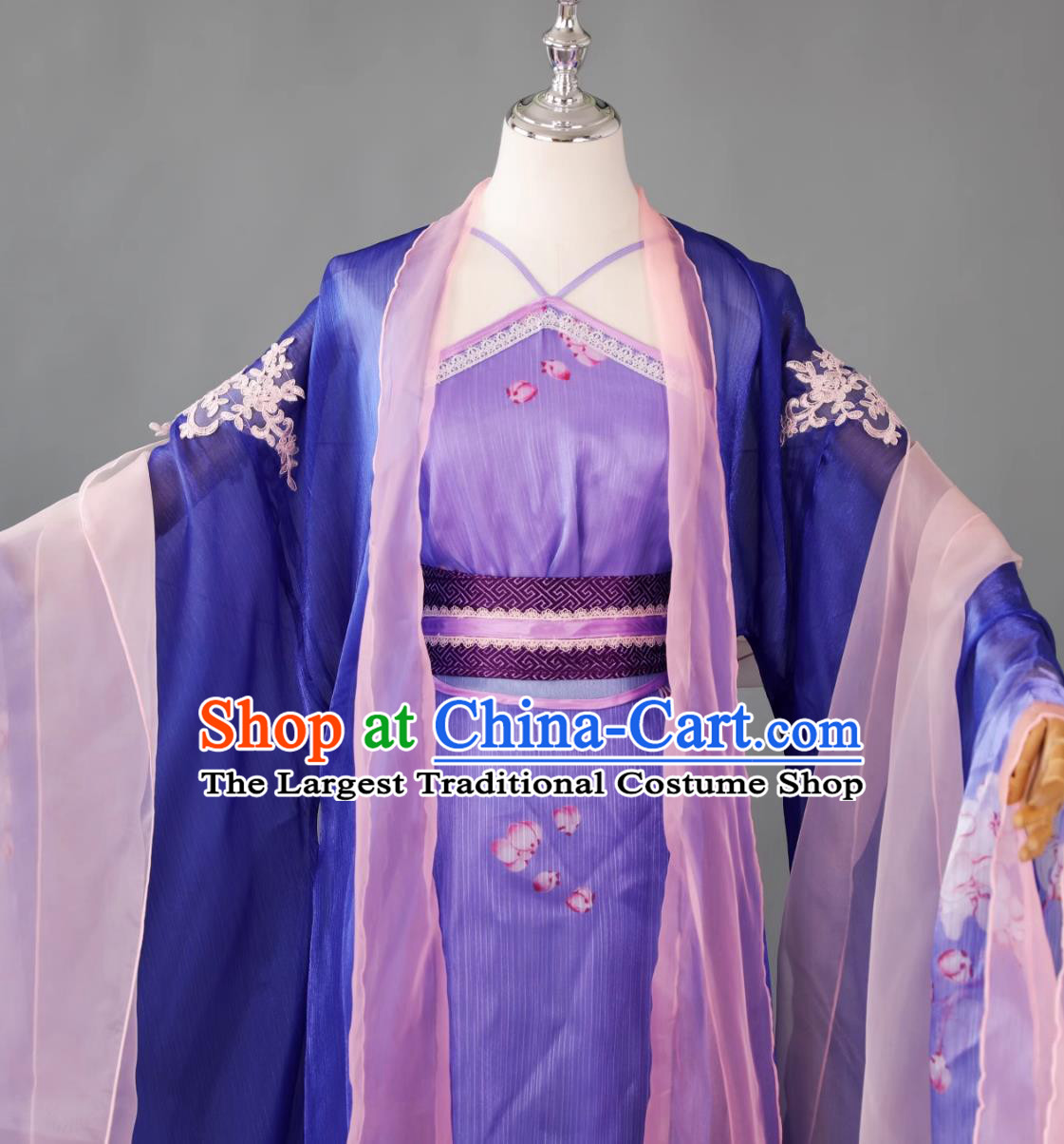 Chinese Stage Performance Costume Ethereal Hanfu Dress Blue Classical Dance Dress