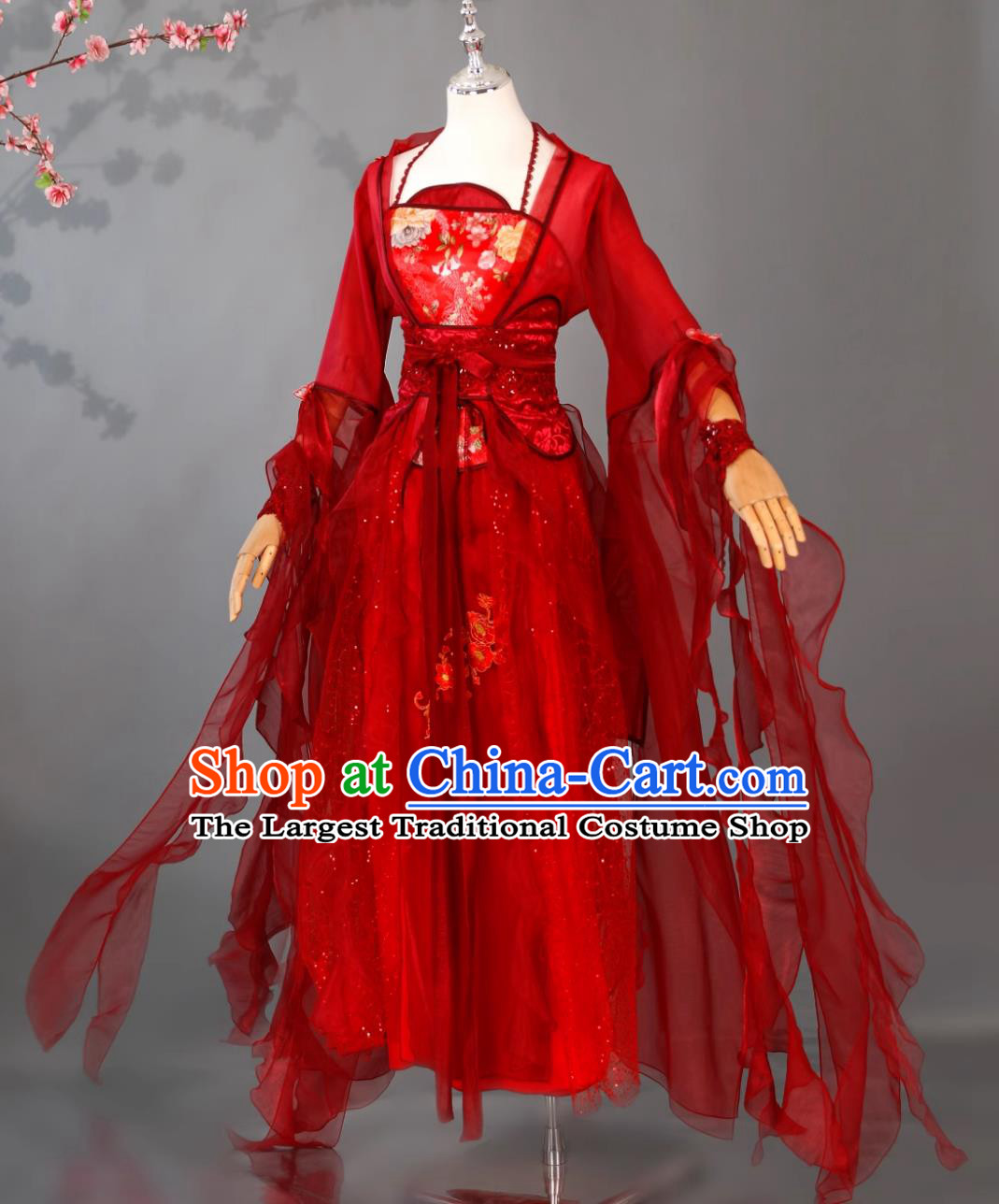 Traditional Classical Dance Hanfu Ancient Goddess Red Costume Chinese Empress Dress