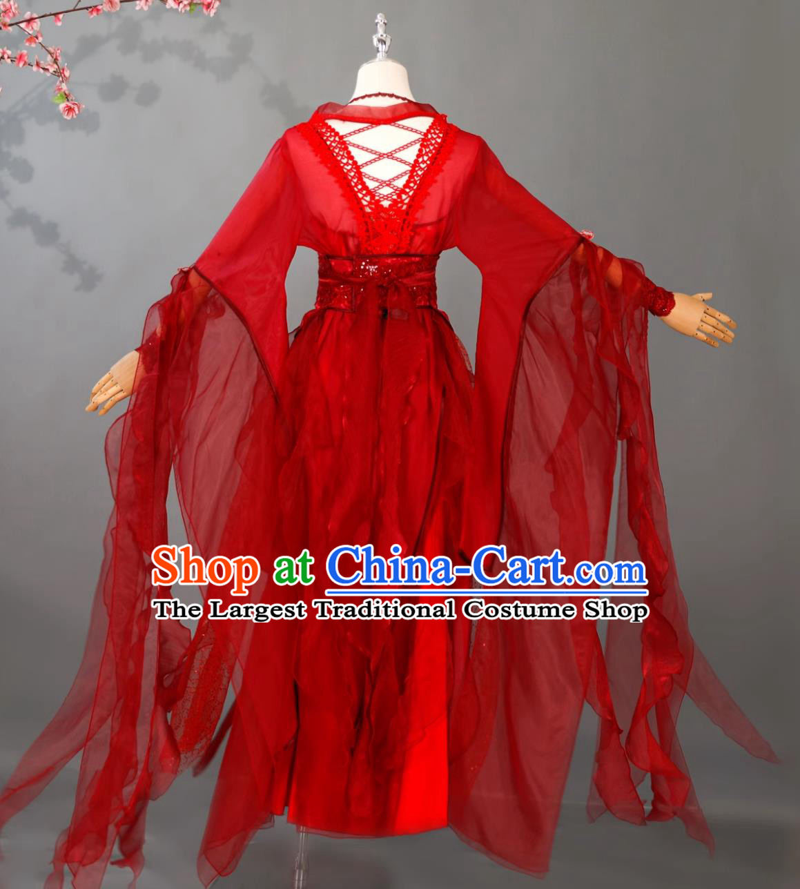 Traditional Classical Dance Hanfu Ancient Goddess Red Costume Chinese Empress Dress