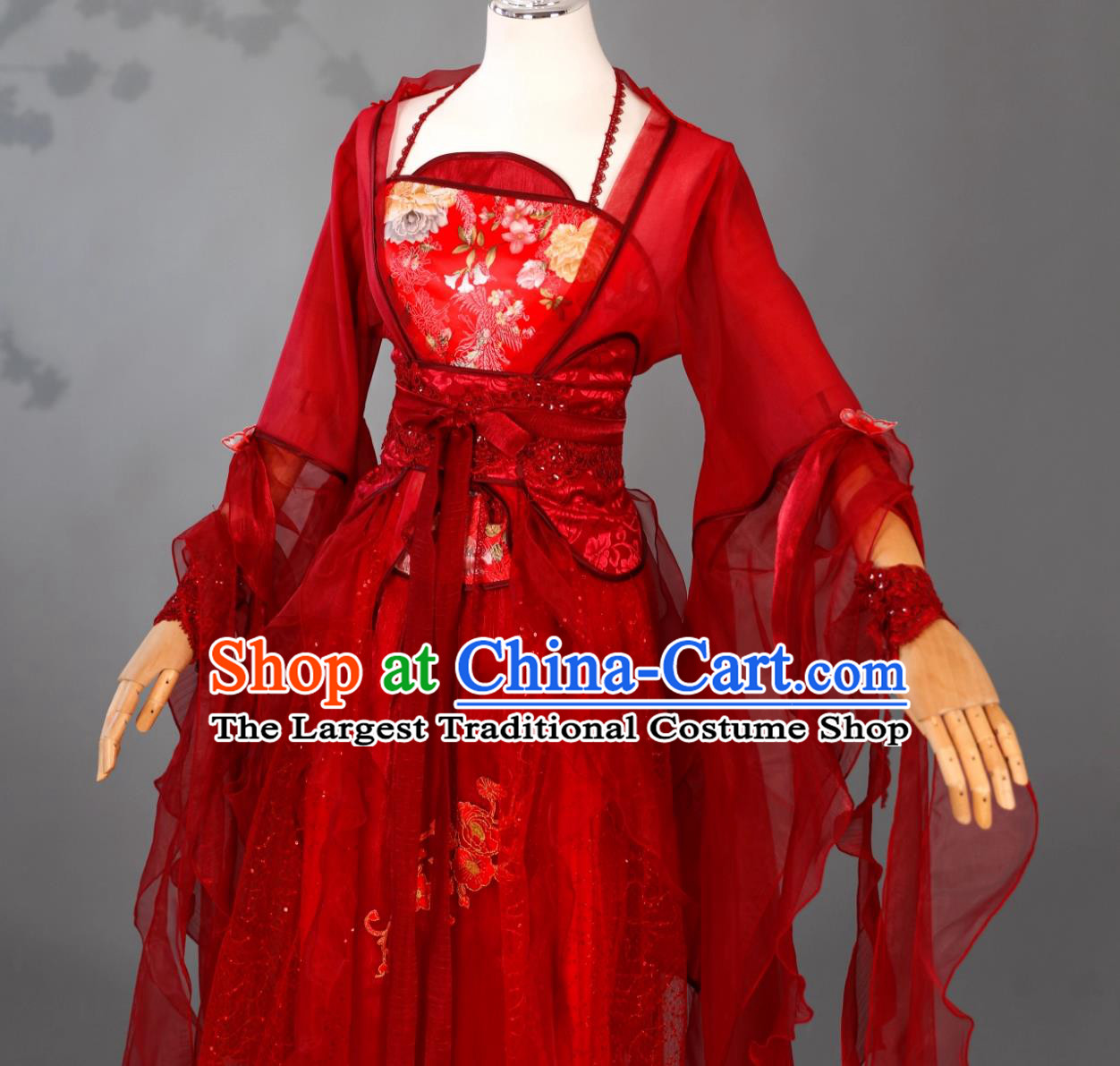Traditional Classical Dance Hanfu Ancient Goddess Red Costume Chinese Empress Dress