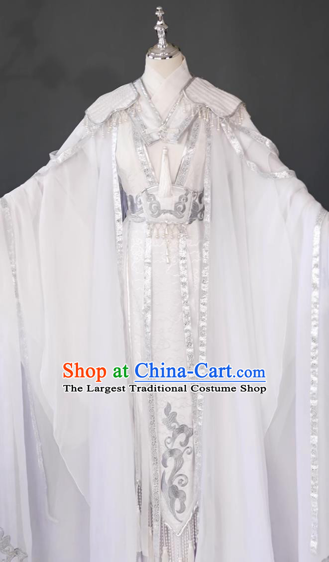 Traditional Hanfu Clothing Ancient Chinese Swordsman Costume Cosplay Hero Chu Wanning White Outfit