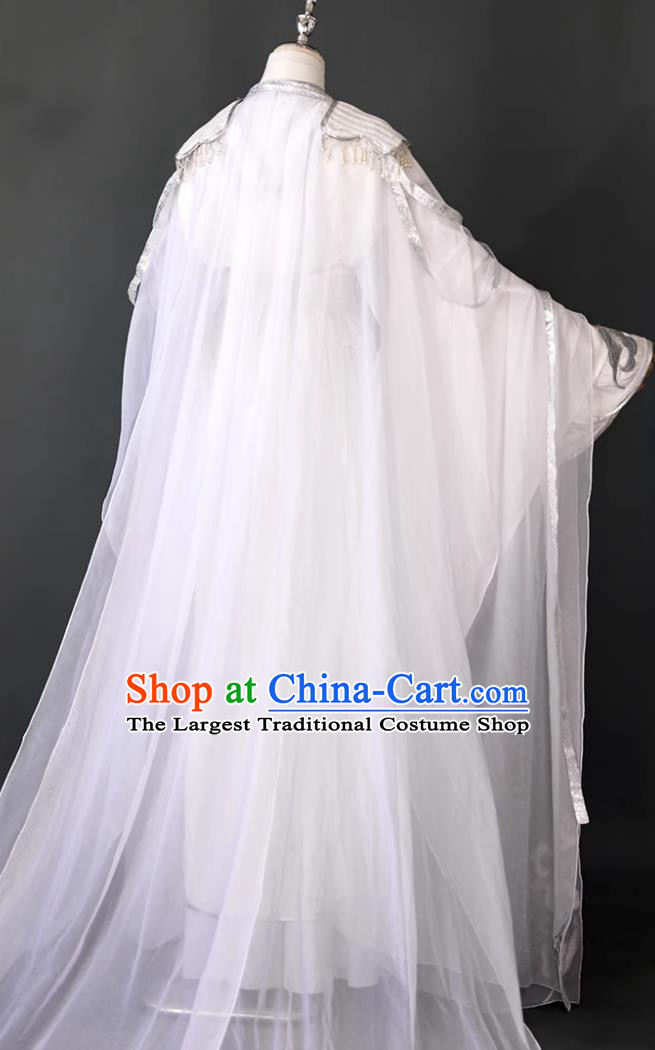 Traditional Hanfu Clothing Ancient Chinese Swordsman Costume Cosplay Hero Chu Wanning White Outfit