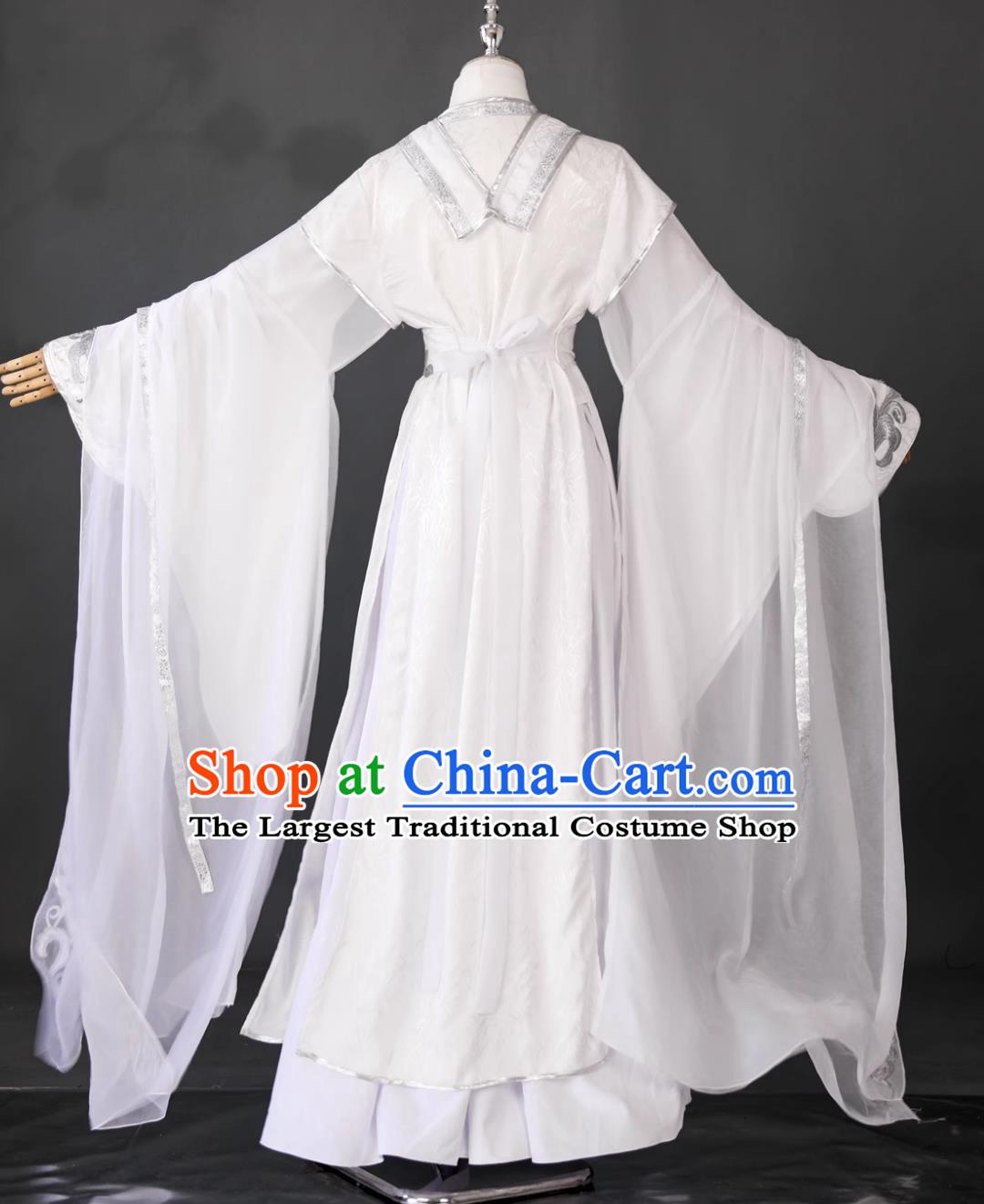 Traditional Hanfu Clothing Ancient Chinese Swordsman Costume Cosplay Hero Chu Wanning White Outfit