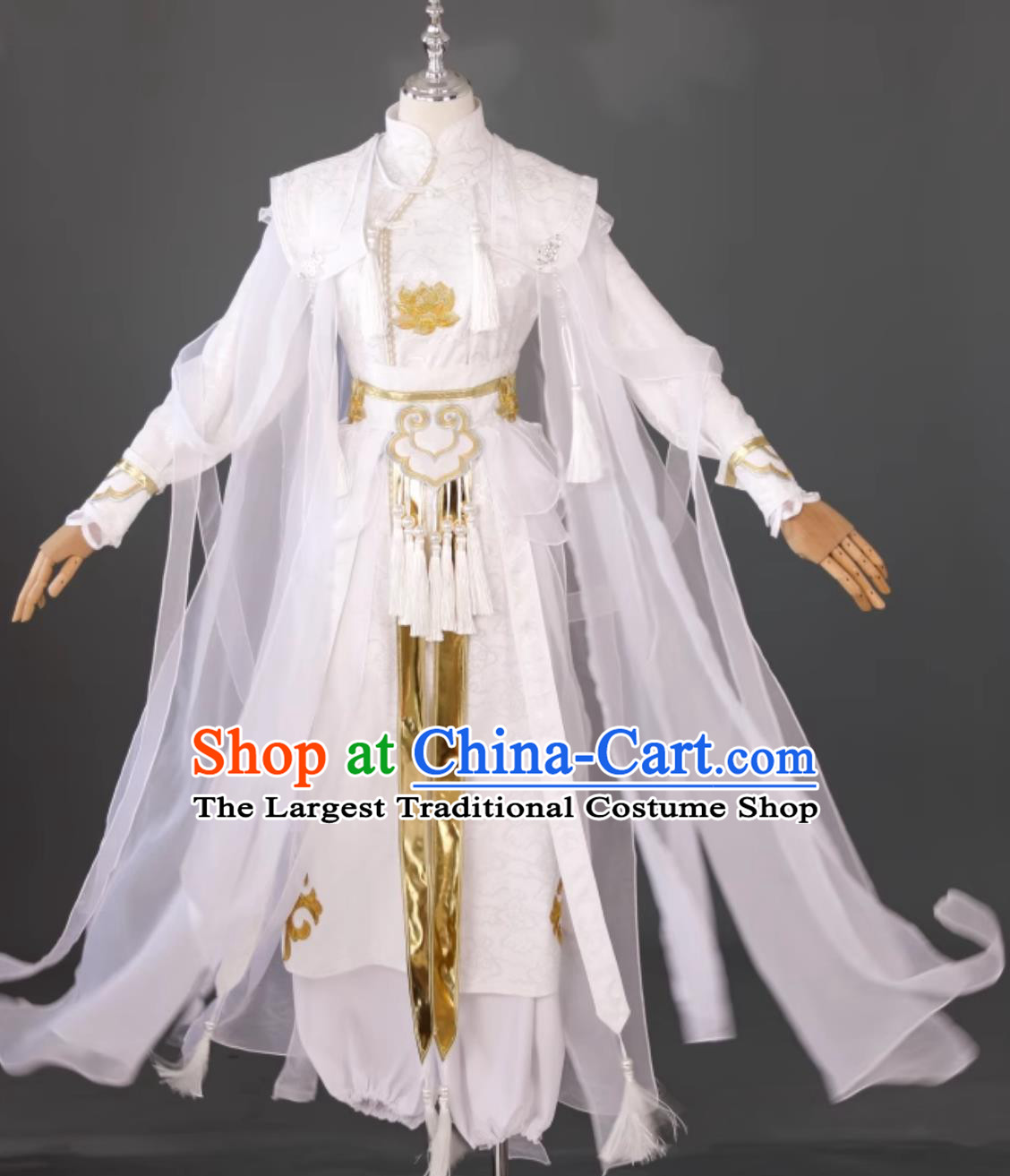 White Lotus Childe Cosplay Costume Immortal Boy Ancient Chinese White Hanfu