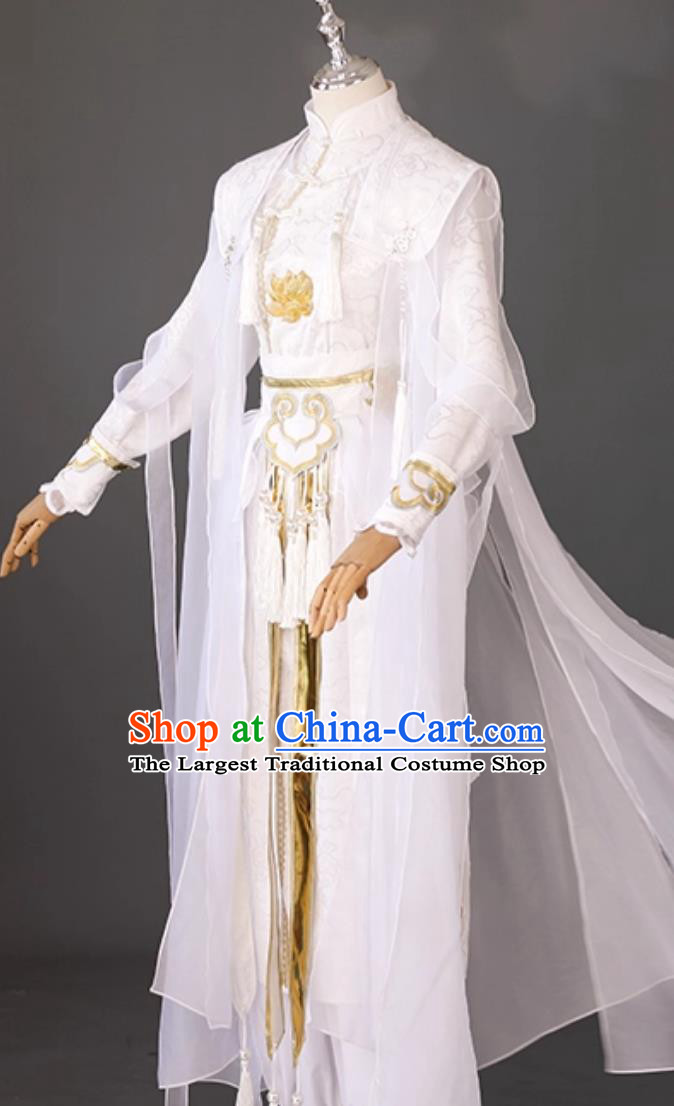 White Lotus Childe Cosplay Costume Immortal Boy Ancient Chinese White Hanfu