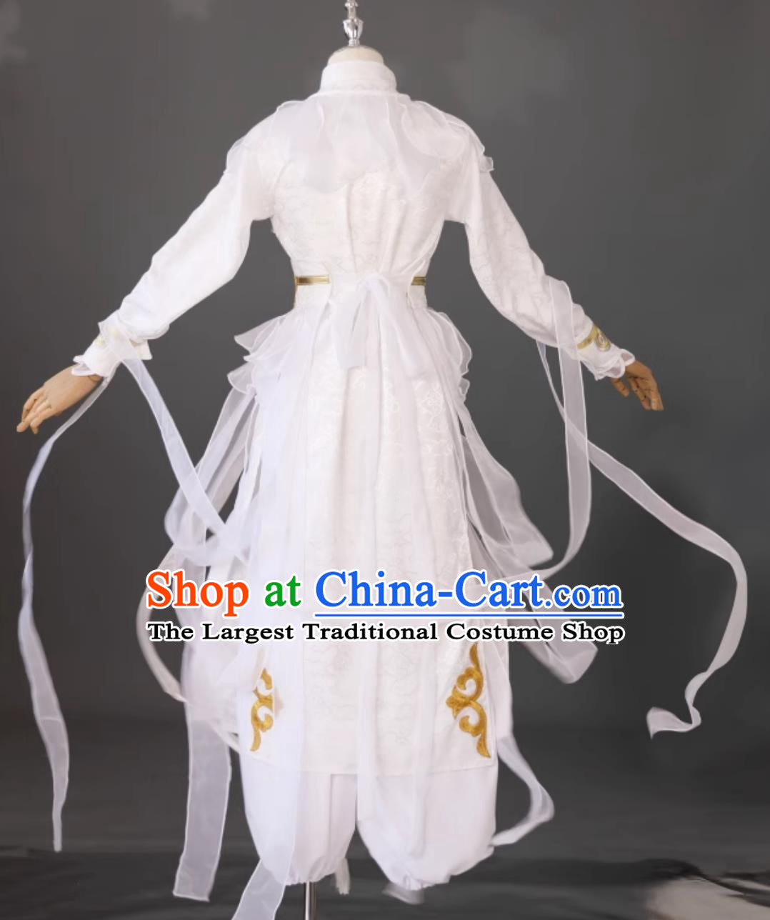 White Lotus Childe Cosplay Costume Immortal Boy Ancient Chinese White Hanfu