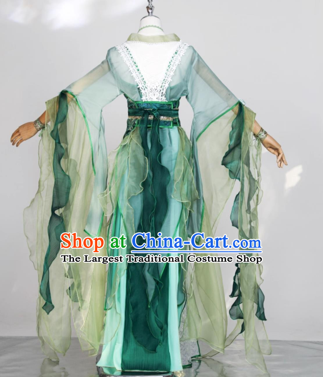 Green Ancient Chinese Style Hanfu Cosplay Green Snake Costume Stage Performance Clothing Fairy Classical Dance Gown