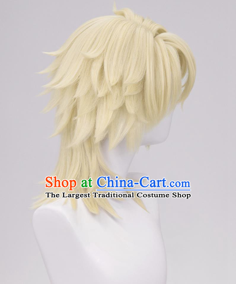 Genshin Impact Varka Cosplay Wig Layered Sideburns Flip Hair Halloween Headdress
