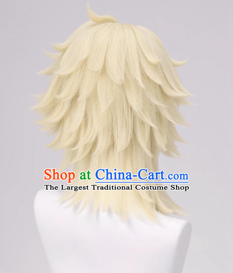 Genshin Impact Varka Cosplay Wig Layered Sideburns Flip Hair Halloween Headdress