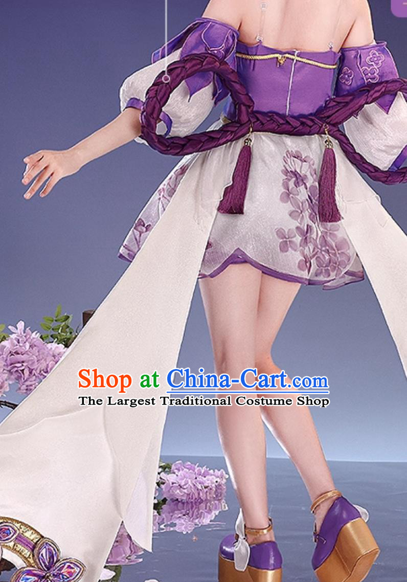 Honor Of Kings Cosplay Costume Xiao Qiao Lilac Knot Dress Cosplay Game Womens Clothing