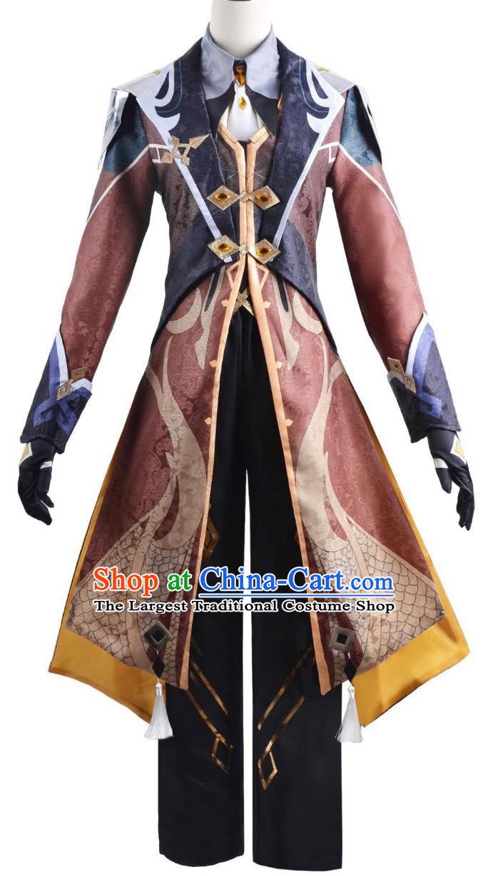 Genshin Impact Zhongli Cosplay Costume Anime Game Outfit Halloween Cosplay Clothing