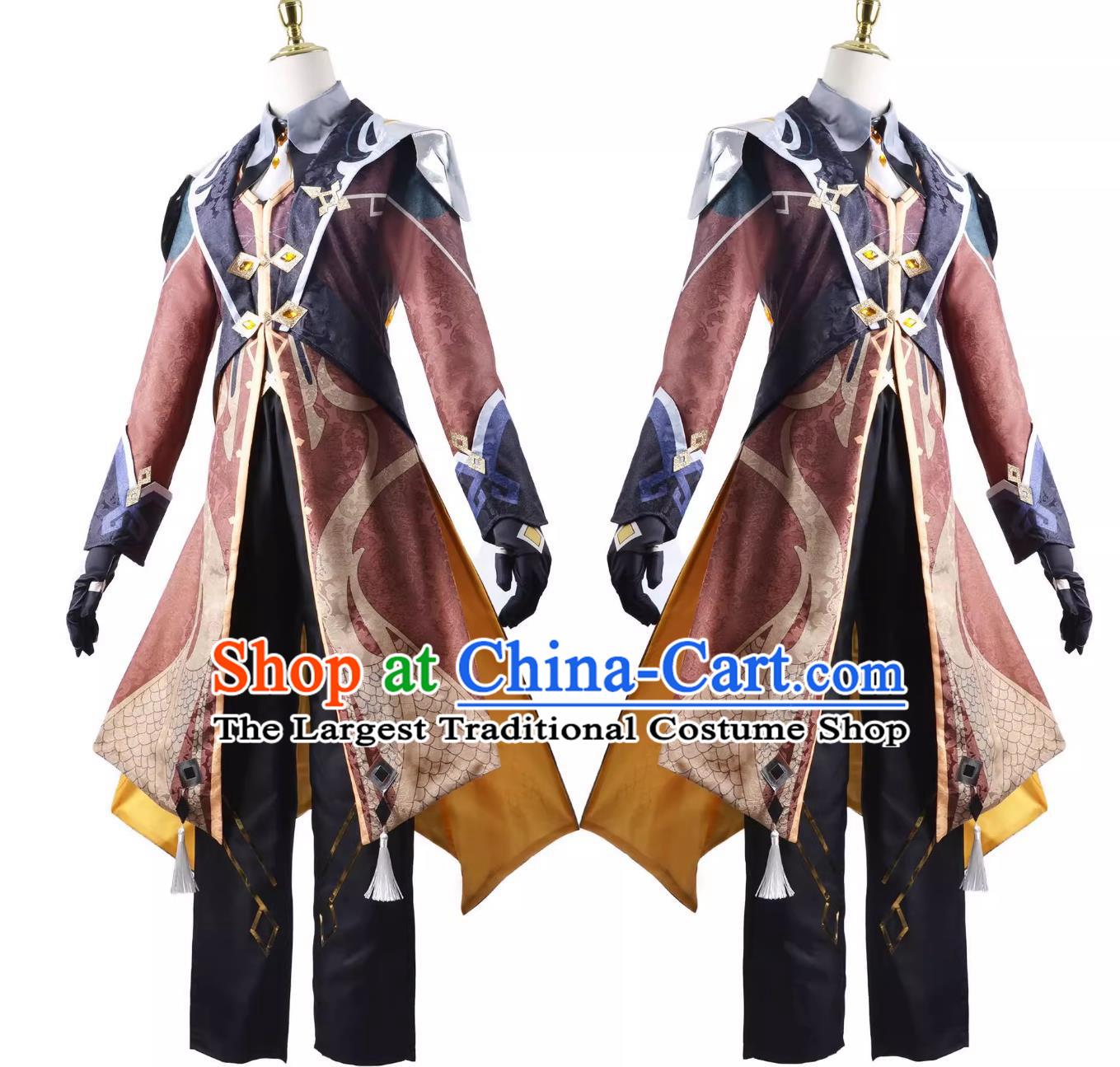 Genshin Impact Zhongli Cosplay Costume Anime Game Outfit Halloween Cosplay Clothing