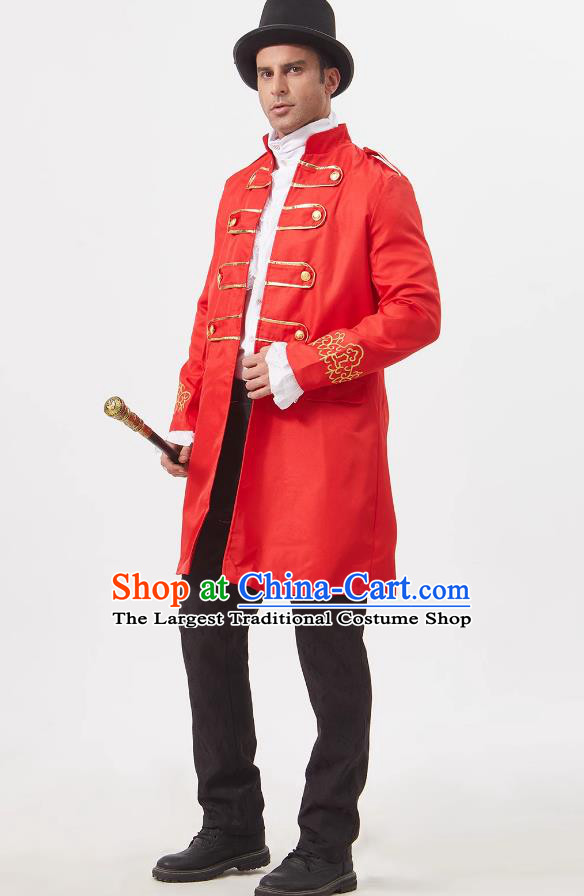 Medieval European Fashion Mens Gold Embroidered Jacket Gentleman Performance Stage Host Attire