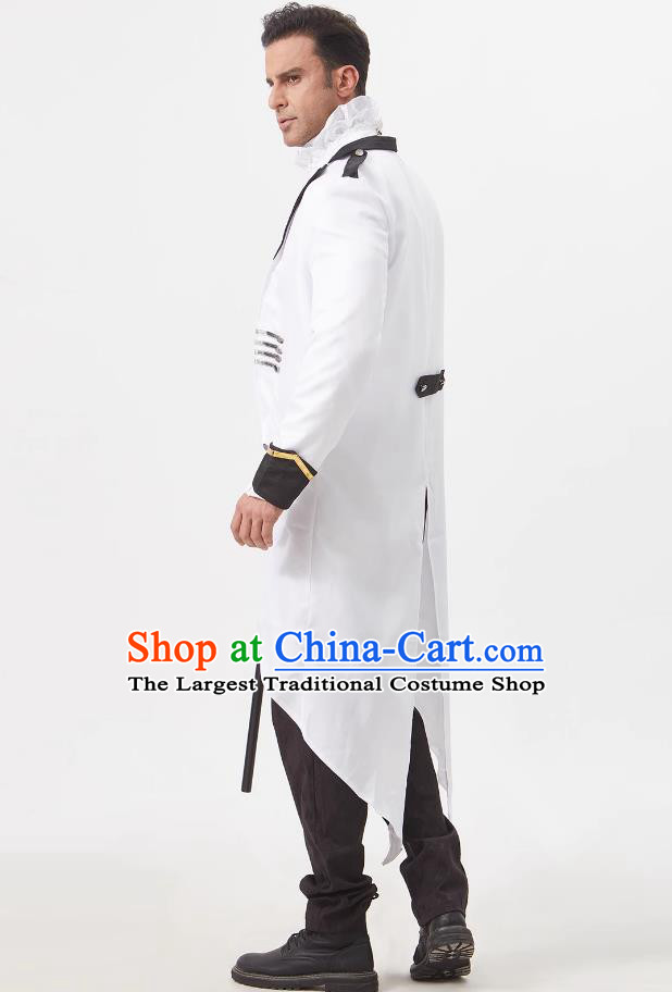 Medieval British Style White Tailcoat Gentleman Host Suit Men Stage Play Cosplay Prince Evening Wear Attire