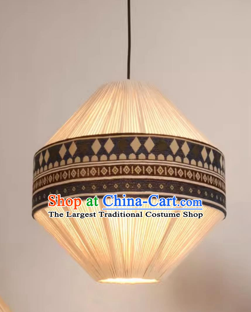 Southeast Asian Bohemian Print Fabric Pendant Light Holiday Home Living Room Cotton Rope Woven Lamp