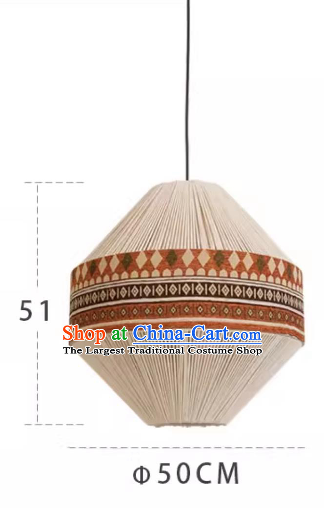 Southeast Asian Bohemian Print Fabric Pendant Light Holiday Home Living Room Cotton Rope Woven Lamp