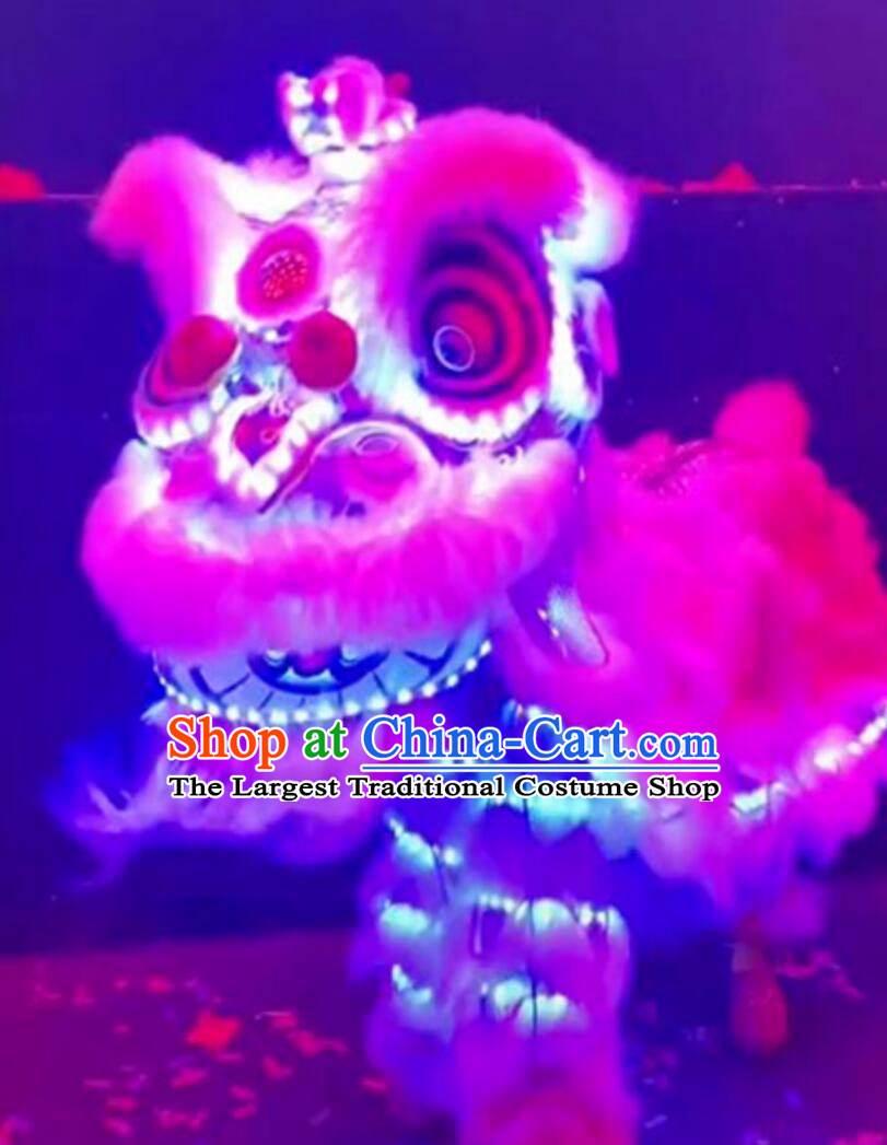 Wool Southern Lion Head Chinese Lion Dance Prop Hok San Lion Remote Control Light Up Lion Dance Costume